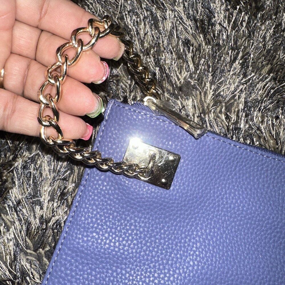 NEW Sondra Roberts Squared SR2 Lavender Purple Clutch Gold Chain Wristlet - Picture 3 of 6
